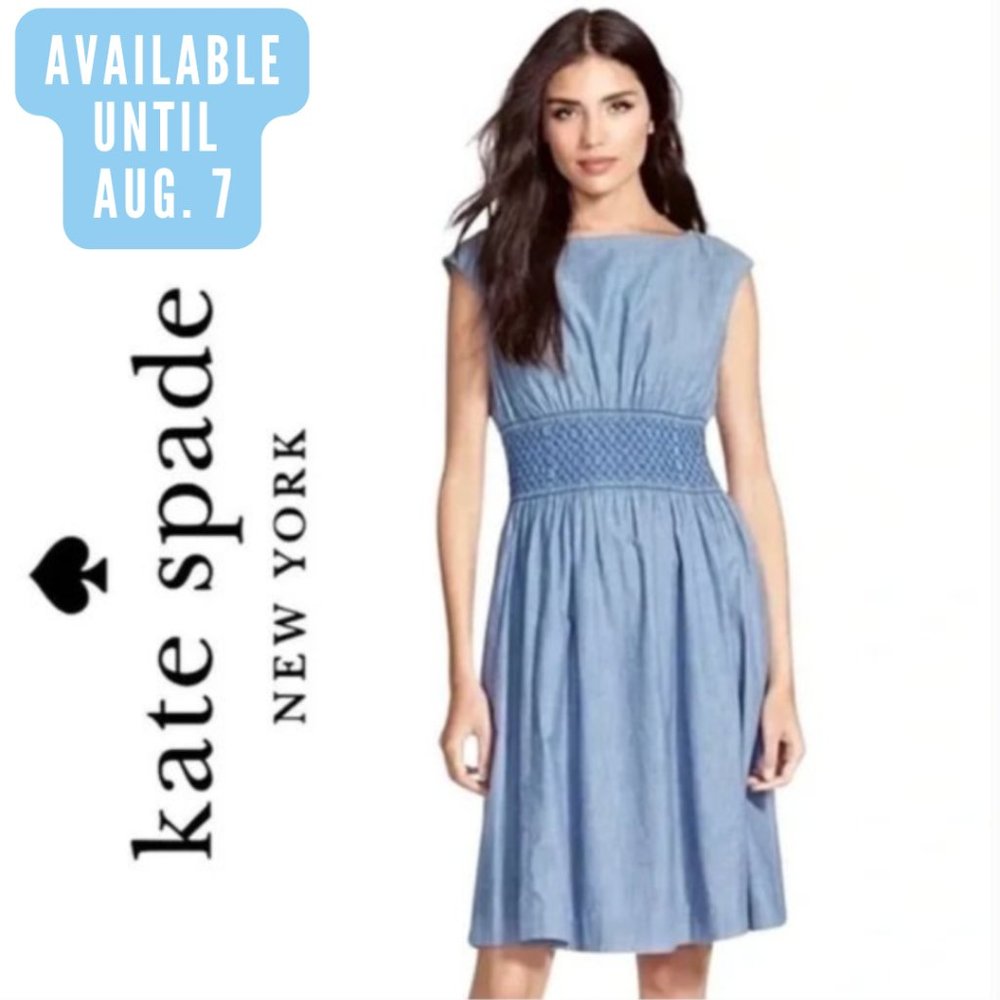 KATE SPADE Chambray Dress with Smocked Waist